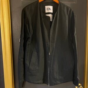 Men's Sleek Black Bomber Jacket